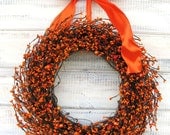 PUMPKIN ORANGE Scented Fall Wreath-Summer Door Wreath-Rustic Home Decor-Scented Fresh Orange-Custom-Choose Scent and Ribbon