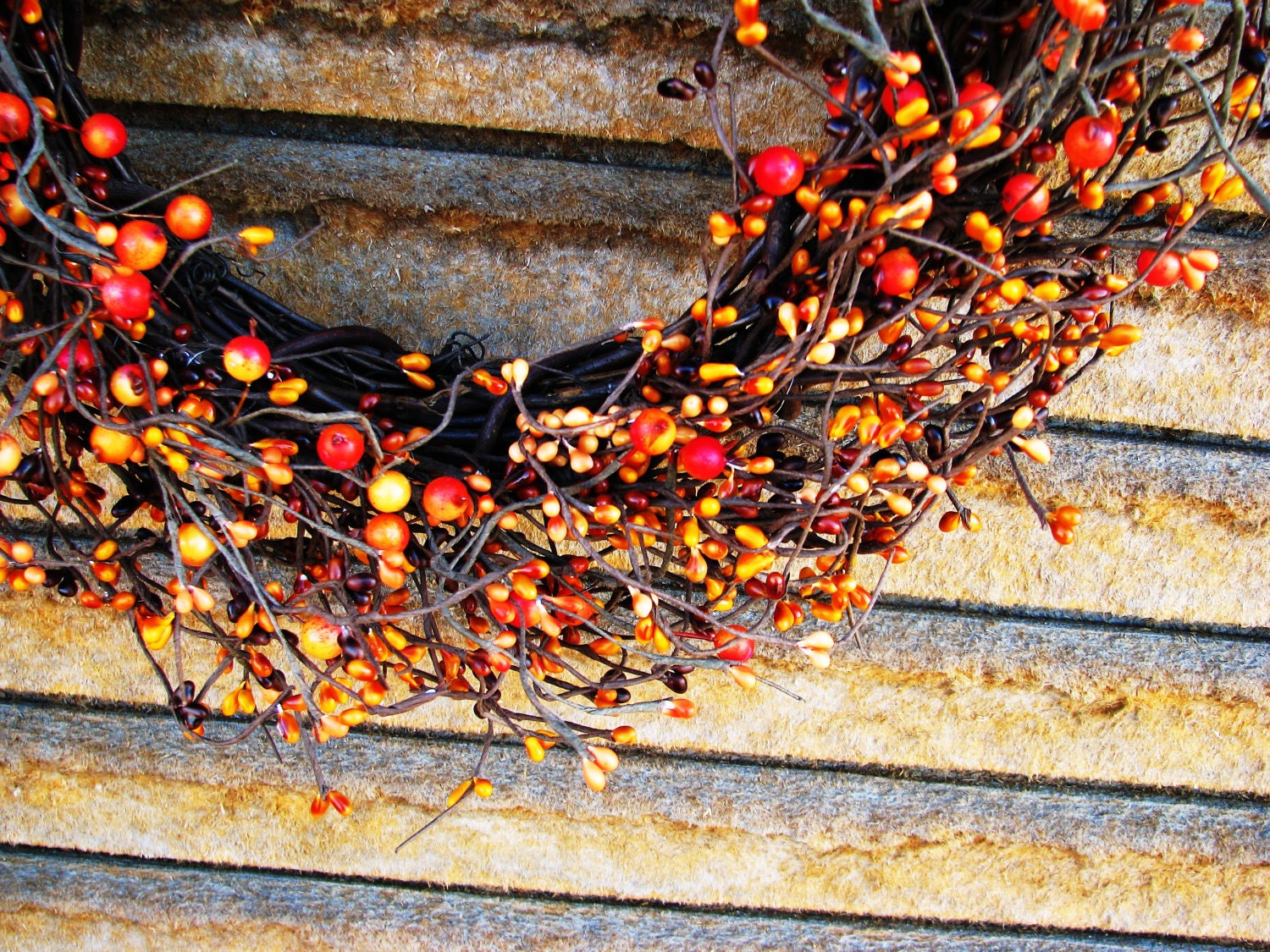 BURNT ORANGE & CHOCOLATE Brown Berry Wreath-Fall Autumn Door Wreath-Rustic Grapevine Wreath-Scented Spiced Cran Apple-Pick your Scent