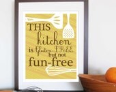 Kitchen Artwork Print Set - Gluten Free Kitchen - 8X10 Inches, Choose colors and custom sizes