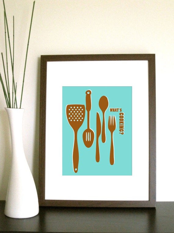 Items similar to Modern Kitchen Art Print What's Cooking 11X14