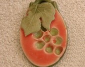 Oval Porcelain Pendant, Grapes, Handmade Beads