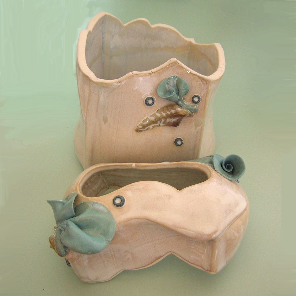 RESERVED for Teresa Rod Handmade Porcelain Bathroom Accessories, Hand Pinched Flowers