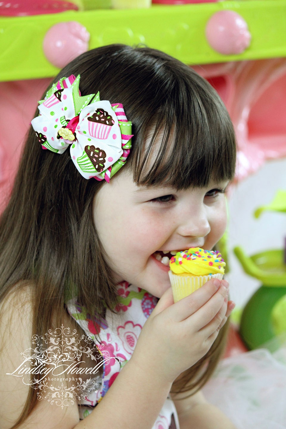 Birthday Hair Bow--  Cupcake Birthday Layered Boutique Hair Bow