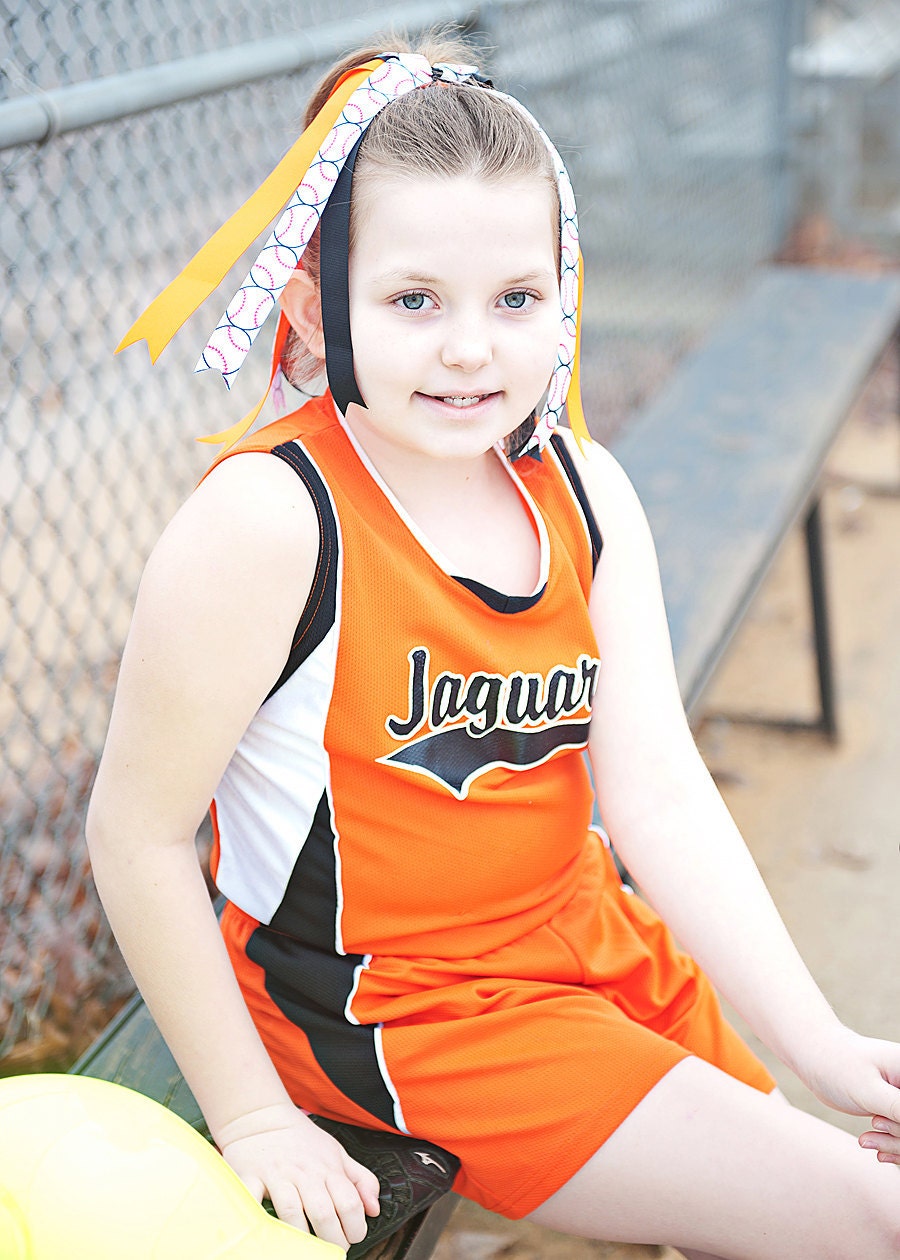 Pony O-- Softball Ponytail Holder-- Custom Hair Streamer for Your Team Sports