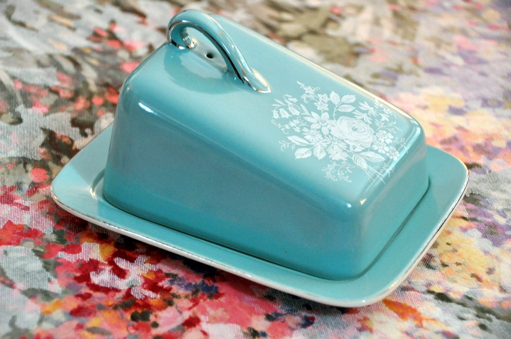 Vintage CHEESE Keeper BUTTER Dish and PLATE - Sandland Royal Winton - made in England