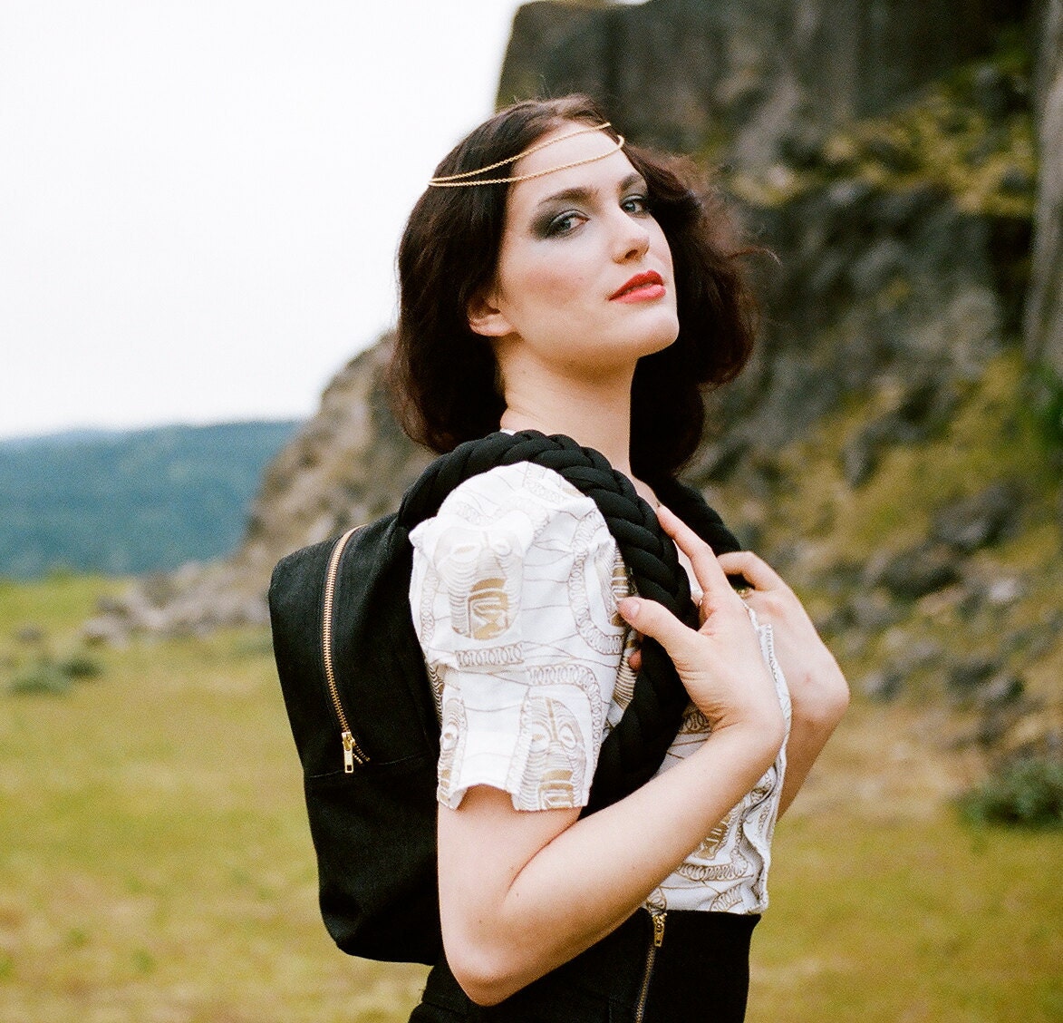 Native Braided Strap Backpack -- Black