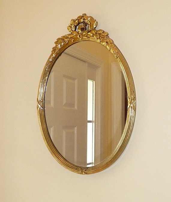 Oval Mirror with Gold French Style Frame by KateandCarol on Etsy