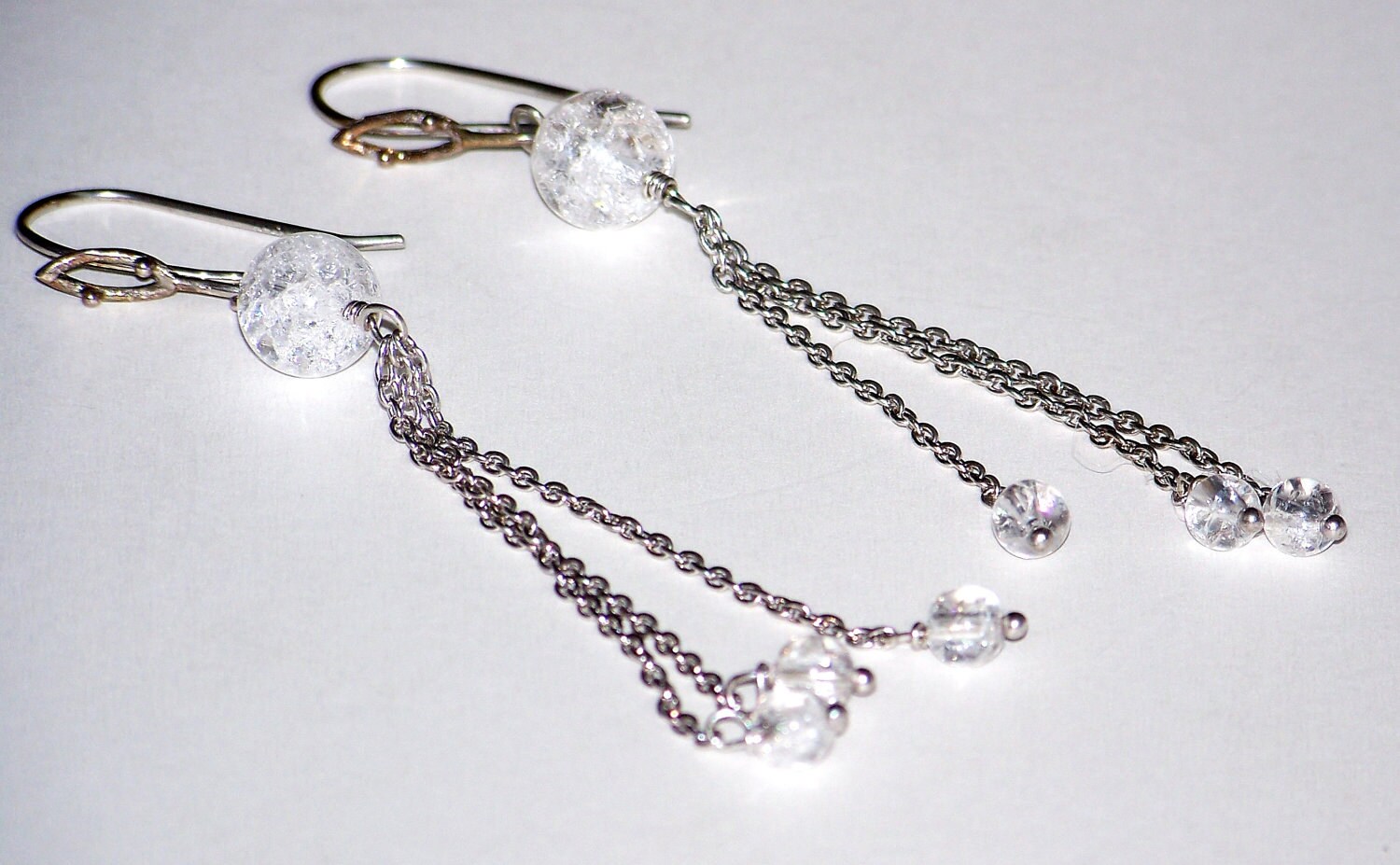 Sterling Silver Cracked Quartz Earrings