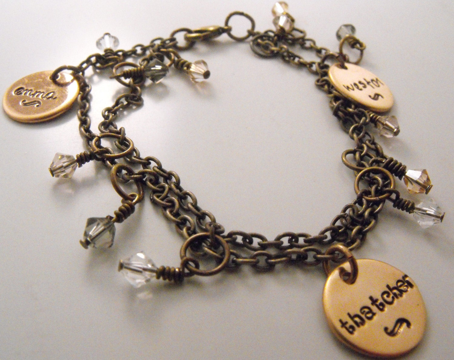 Antiqued Brass Hand Stamped Bronze Mommy Bracelet