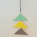 triangles necklace - mint, yellow, grey - oxidized silver chain - extra long chain