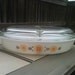 Pyrex Divided Dish with lid in town and country pattern retro vintage kitchen white orange brown milkglass