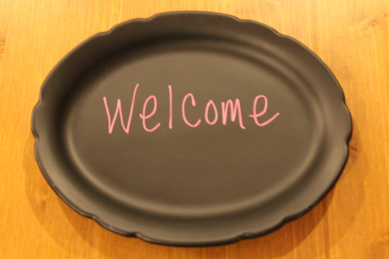 Upcycled chalk board painted plate Home Decor, Wedding, Birthday, Events etc