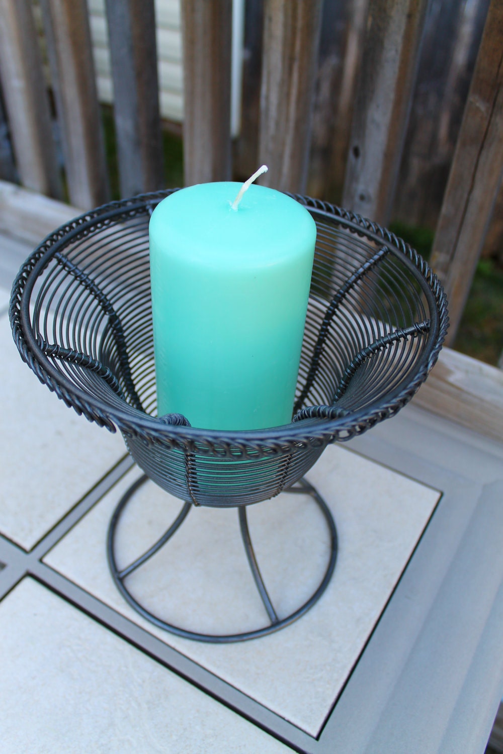 Modern Black Metal Candle Holder upcycled