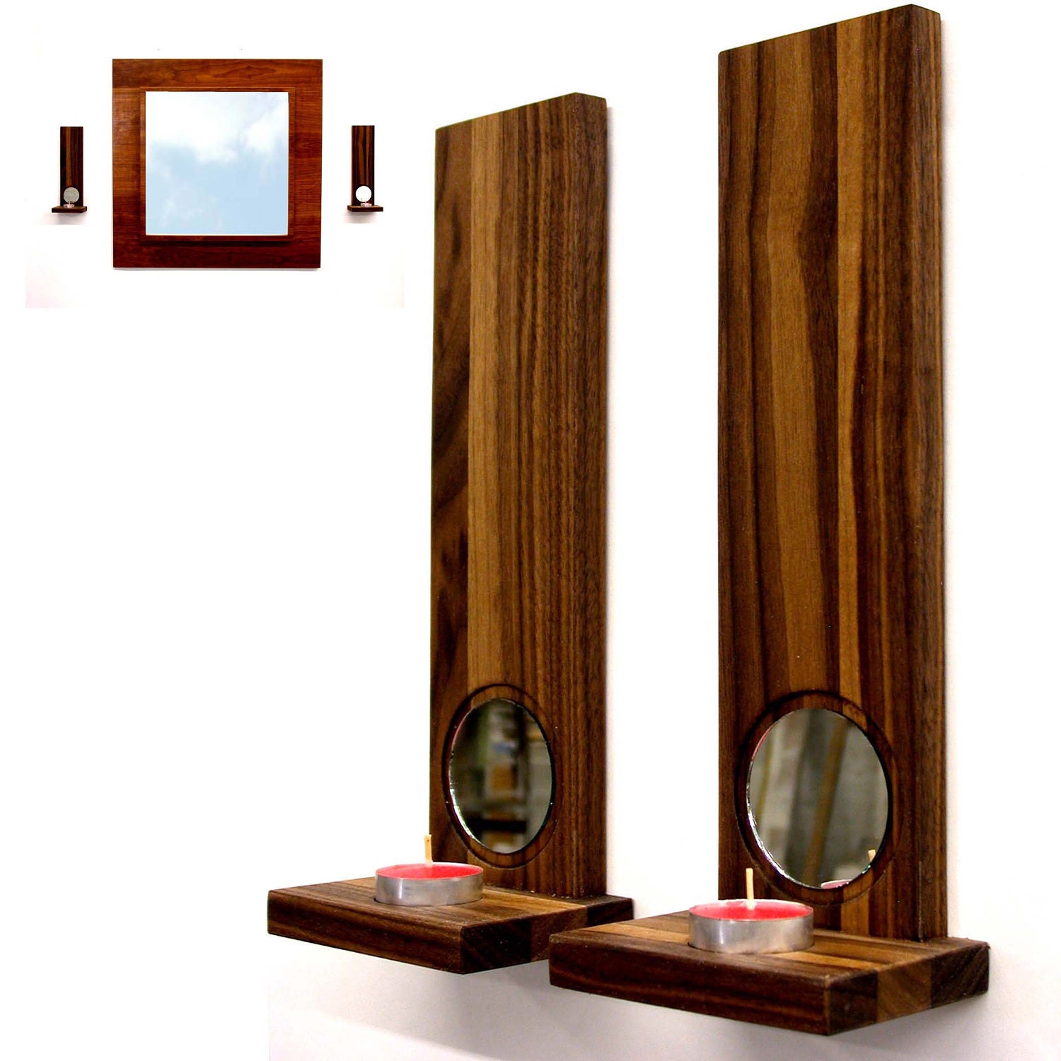 Modern wall sconces candle holders home decor Walnut - duo candle holder restaurant lighting tea light holders  wedding light