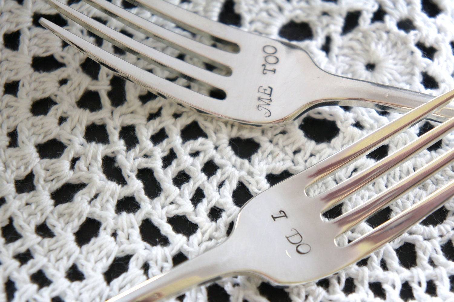 Keepsake Wedding Forks - Wedding Gift - Custom Keepsake Wedding Flatware - Hand Stamped Wedding Cake Forks I Do Me Too