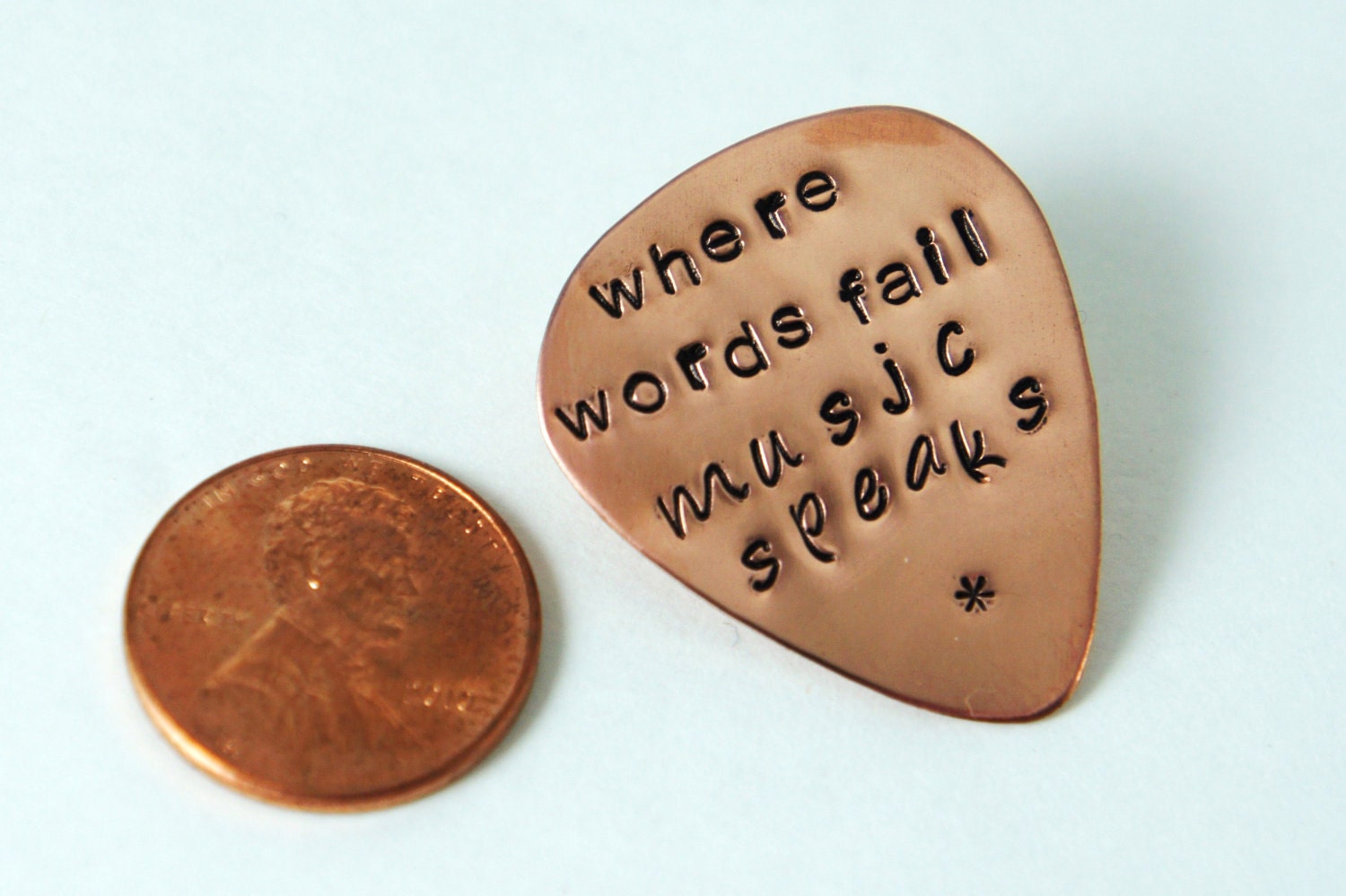 Custom Guitar Pick - Personalized Hand Stamped Copper Guitar Pick - Men's Music Lover Gift - Gift for Him Fathers Day