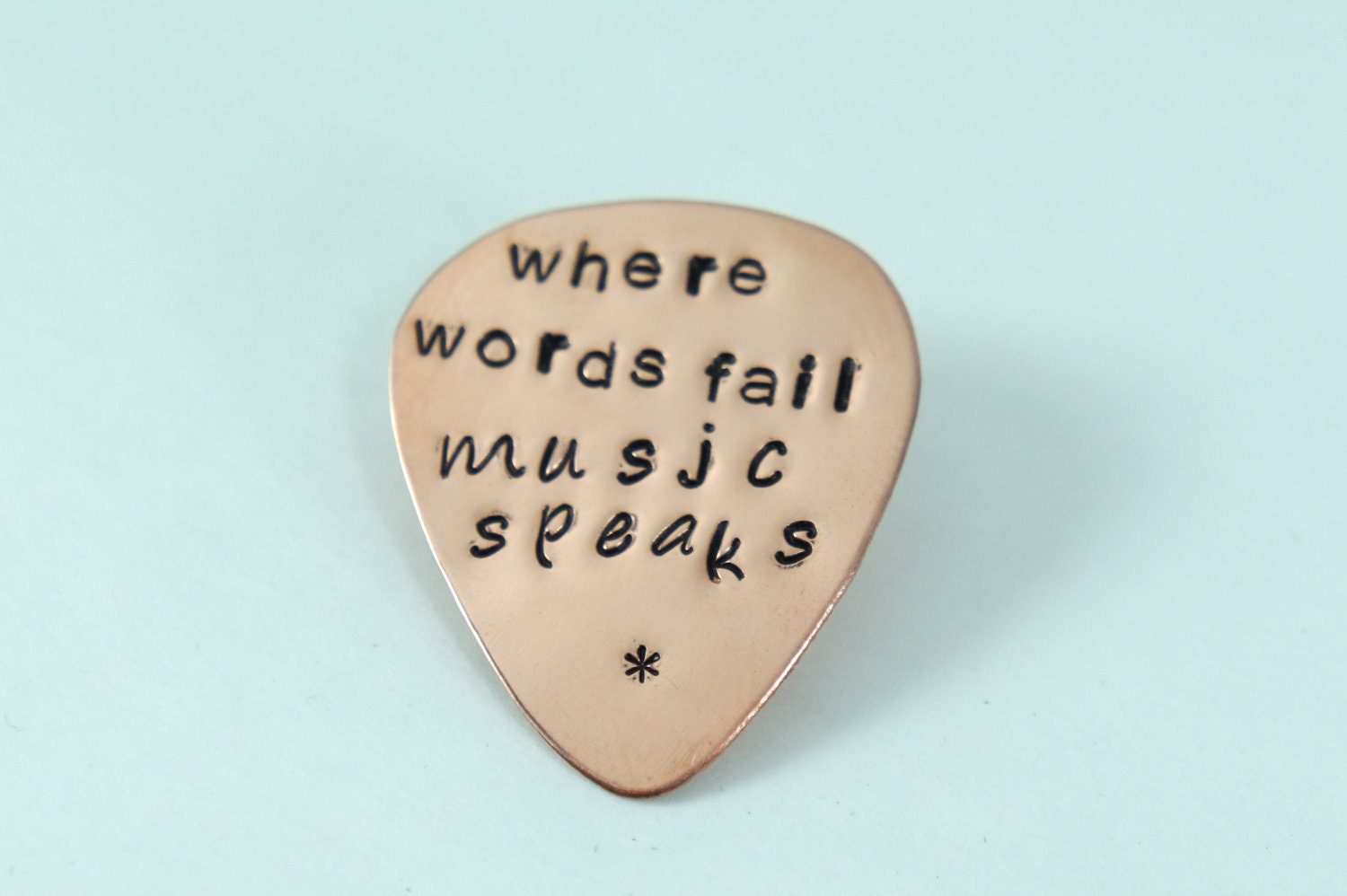 Custom Guitar Pick - Personalized Hand Stamped Copper Guitar Pick - Men's Music Lover Gift - Gift for Him Fathers Day