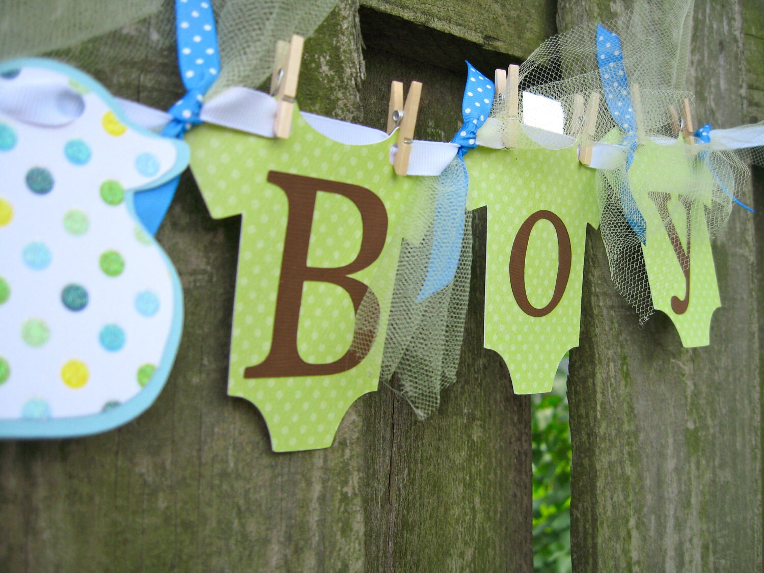 Clothesline Baby Shower Banner It's a Boy Green by ElegantEvee
