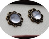 6 pcs Matching Cabochon Base Setting sets with glass cameos Antique Bronze Vintage style  Filigree Pendant 8.5mm code:B198
