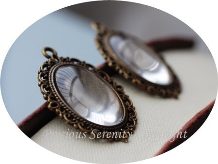 6pcs Oval Antique Brass Cabochon Base Setting sets with glass cameos Vintage Filigree Pendant 25x18mm Code: B201