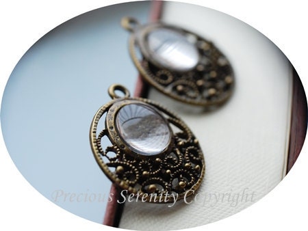 6 pcs Antique Brass Vintage Cabochon Base Setting sets with Matching glass cameos Filigree Pendant 12mm code:B204