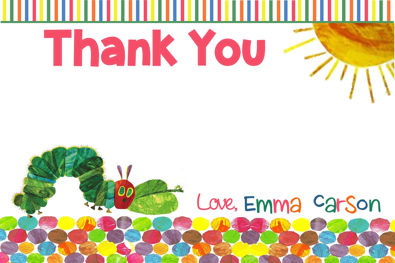 Very Hungry Caterpillar Thank You Card- Printable