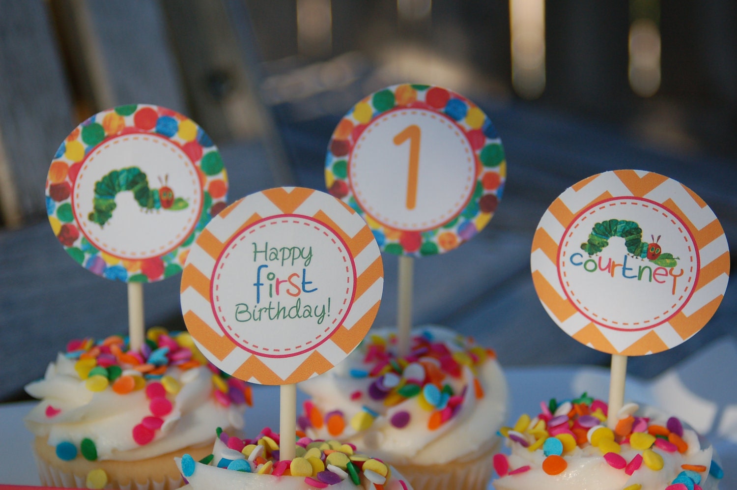 The Very Hungry Caterpillar Cupcake Toppers/Tags