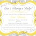 White, Gray, Yellow Baby Shower or Bridal Shower Invitation- Printable (You are my Sunshine)