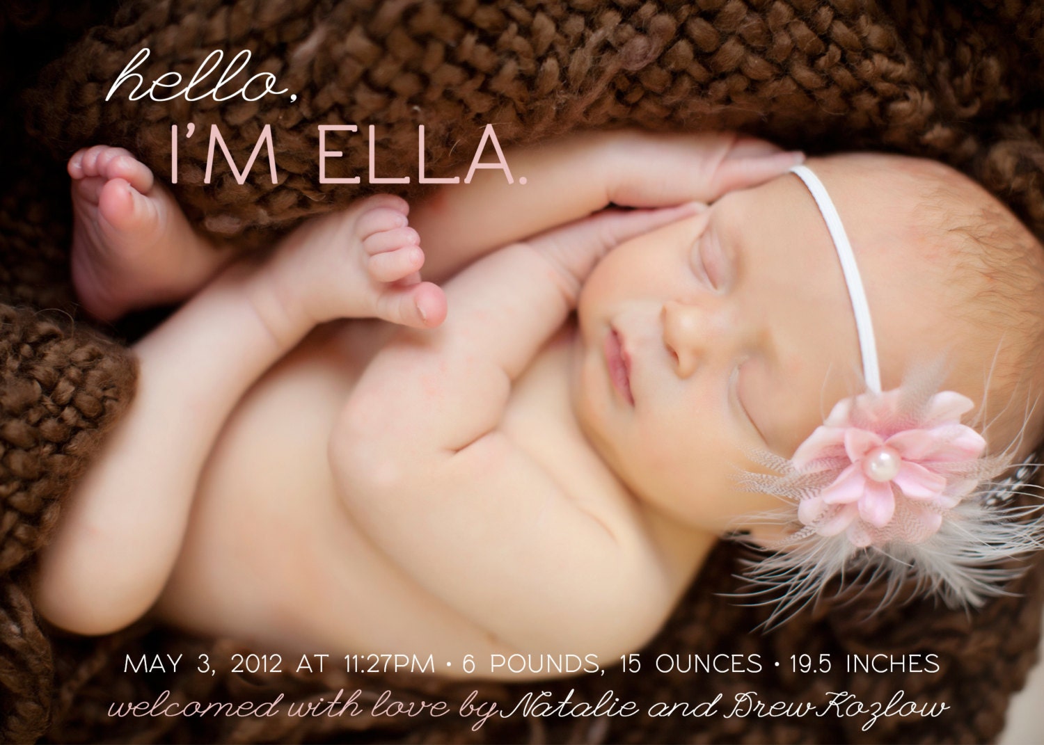 Photo Baby/Birth Announcement- Printable