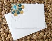 Set of 12 Blank Cards with Flower Design