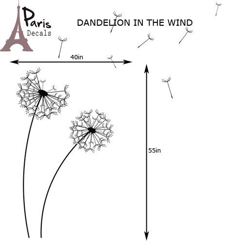 Wall Decals DANDELION Wall Sticker Choose Any Color (product code: Flower D102)