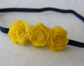 Navy and Yellow Baby Girls Headband - Felt Flower Girls Newborn Toddler Adult Headband