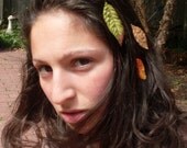 Autumn Fall paper Leaves Bobby pins Leaf Hair clip (set of three) orange green brown yellow red fall fashion