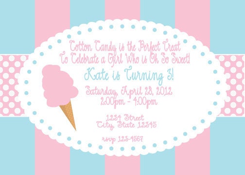 Items similar to Cotton Candy Printable Birthday Invitation on Etsy