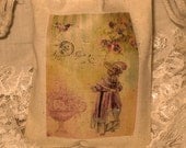 French Market Marie Antoinette Muslin Party Favor Gift Pouches Adorned with Glitter ECS