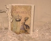 Vintage French Design Handmade Journal Cahier Adorned with Bling on Parchment French Romance ECS