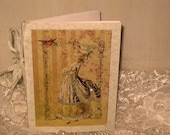 Vintage French Design Handmade Journal Cahier Adorned with Bling on Parchment French Romance ECS
