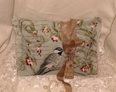French Vintage Handmade 100% Organic Lavender Sachet French Script and Birds (Sachet017)
