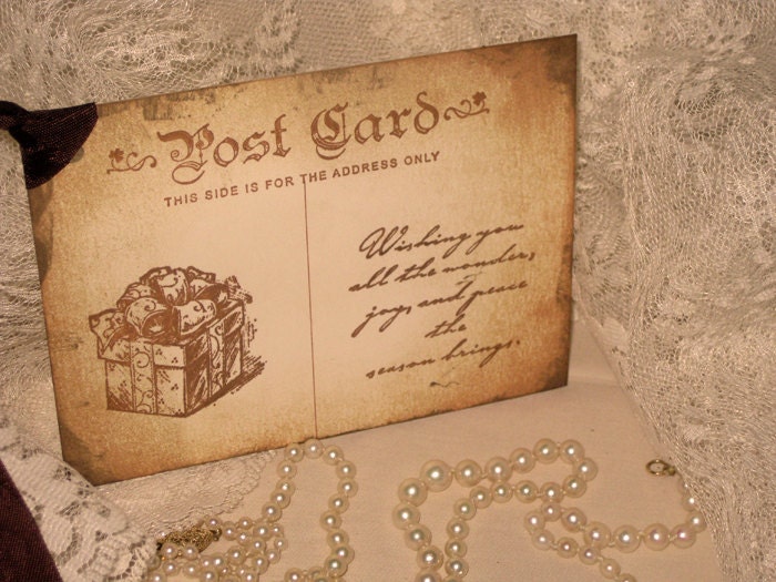 Vintage Post Card to Santa Hand Stamped and Distressed Gift Tags ECS