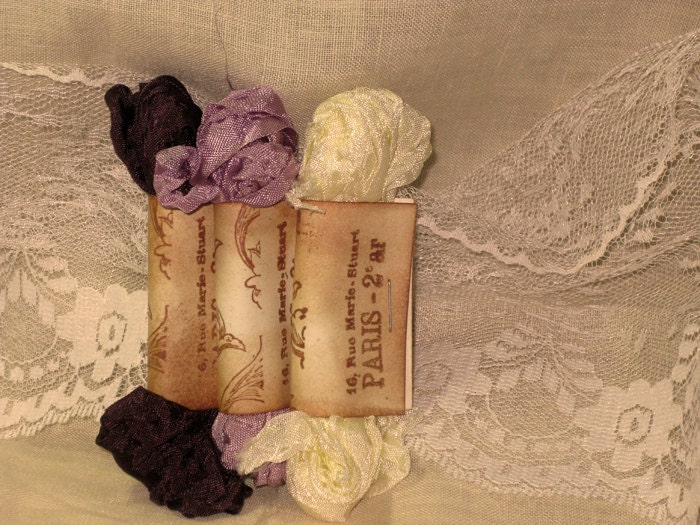 French Inspired Seam Binding Ribbon Distressed and Scrunched  - Elegance - French Marche (SB023)