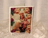 Mother and Child Religious Christmas Card Original Design Handmade on Parchment