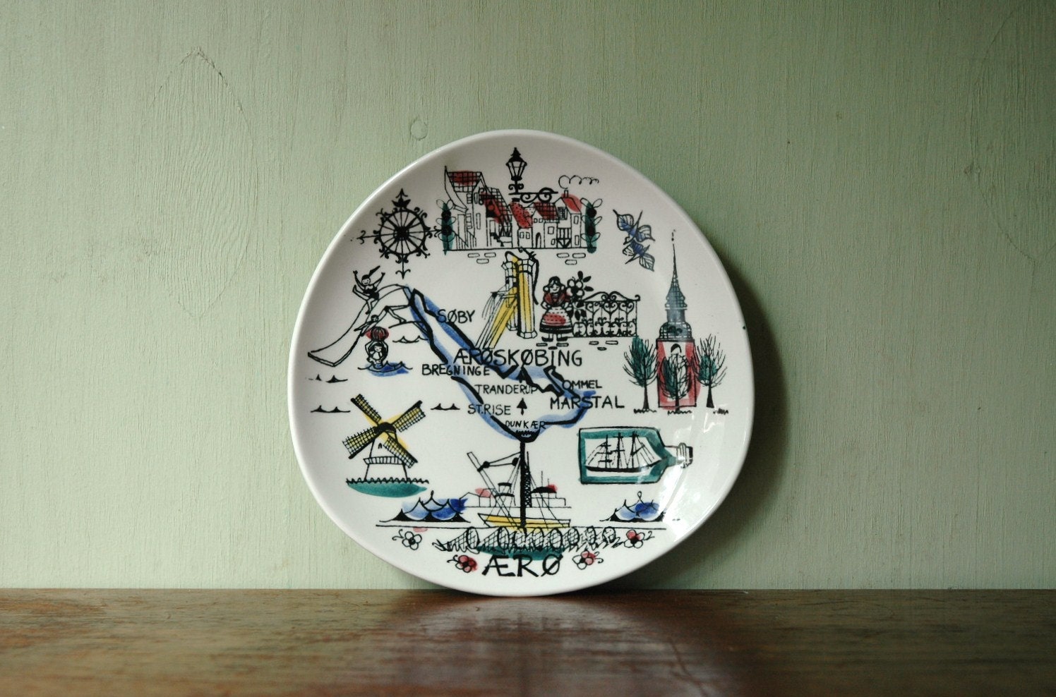 Danish Modern Stavangerflint Wall Hanging - Mid Century Scandinavian Ceramic Plate