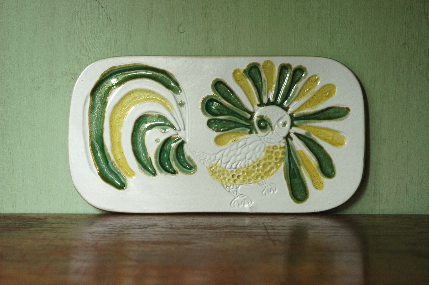 Bennington Potters Ceramic Tile Wall Hanging Designed By David Gil - Mid Century Modern Abstract Owl Trivet