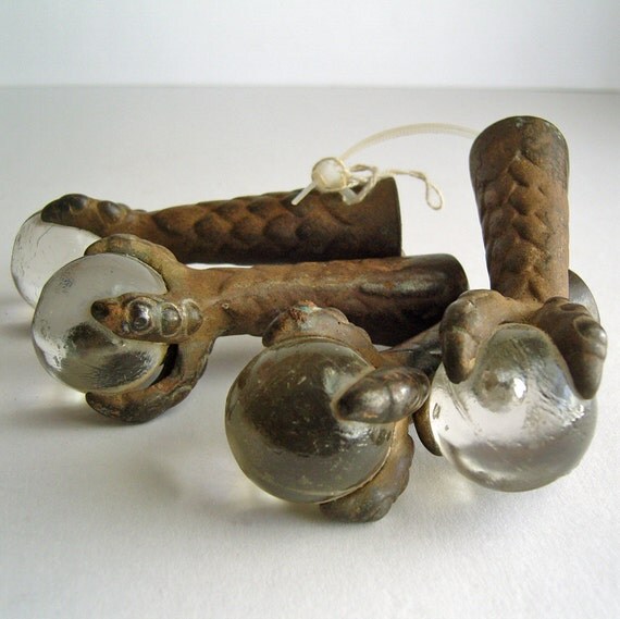 Antique Glass Ball and Claw Feet Cast Iron by fancifulanne on Etsy