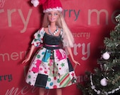 Holiday Barbie Dress - Barbie Christmas Dress - Patchwork Dress - Peasant Dress