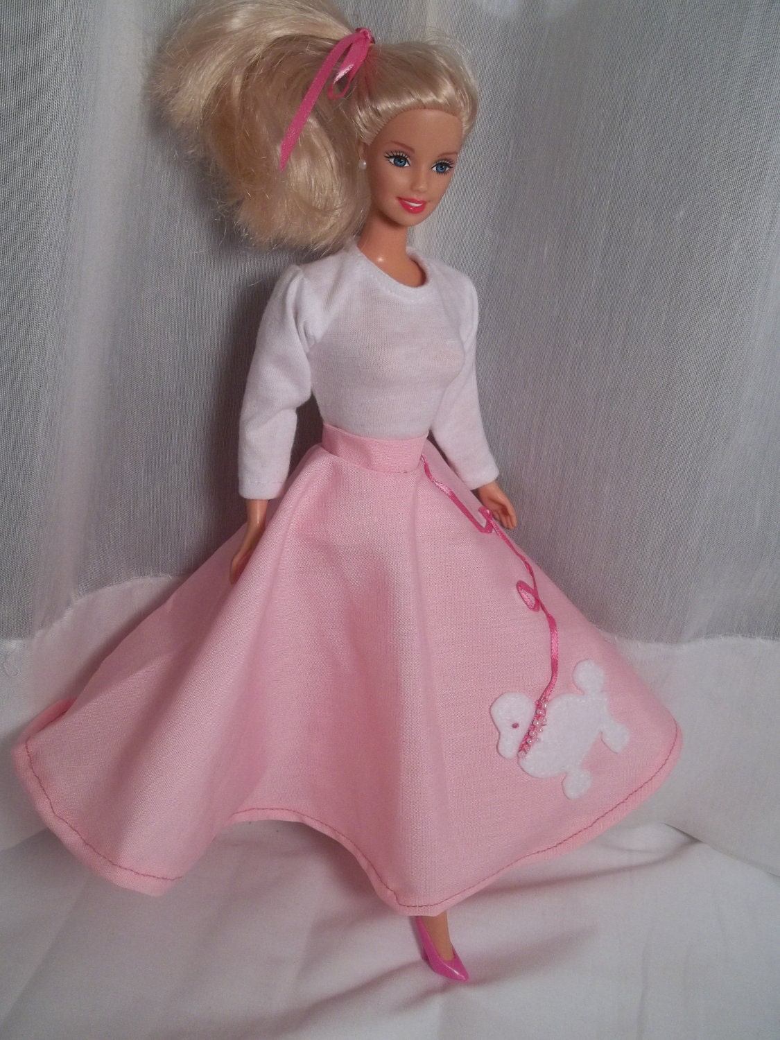 Barbie Clothes Halloween Costume 50s Sock Hop Poodle Skirt & White Tee