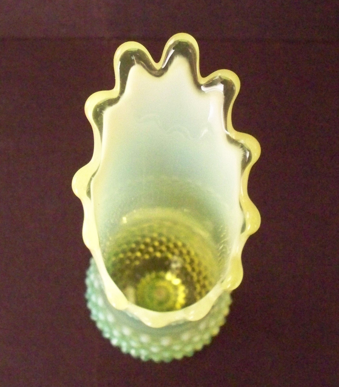 Fenton Topaz Opalescent Swung Vase Vaseline by vintagesouthwest