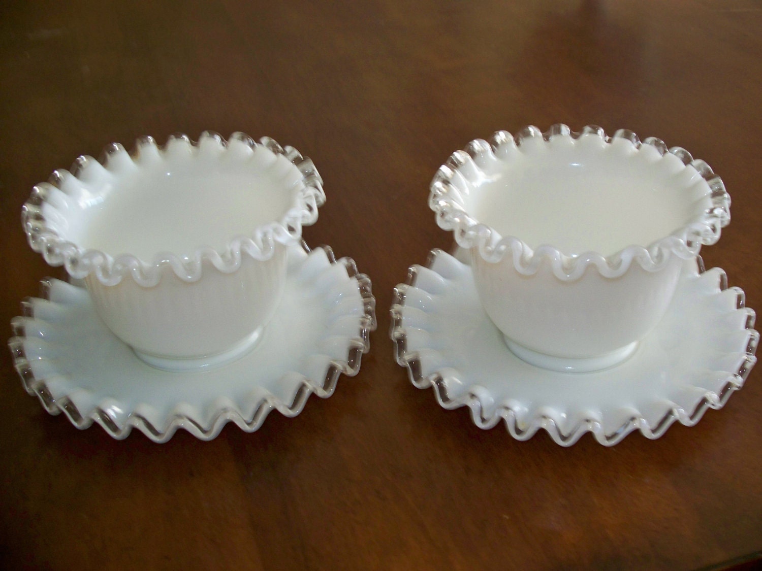 Fenton Art Glass Silver Crest Mayo Set (One bowl One underplate)