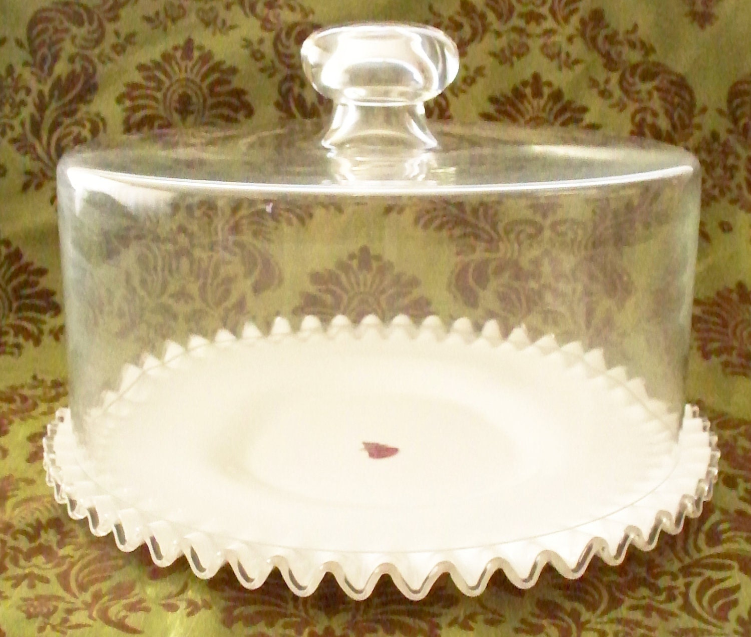 Fenton Silver Crest Milk Glass Ultra White Cake Plate or Serving Plate Great For Weddings