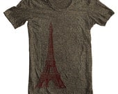 Eiffel Tower  Paris - Mens' Women's Fashion T shirt - American Apparel Tee Tshirt  Tri Coffee  (6 COLORS) Sizes xs, s, m, l, xl  - (cts)